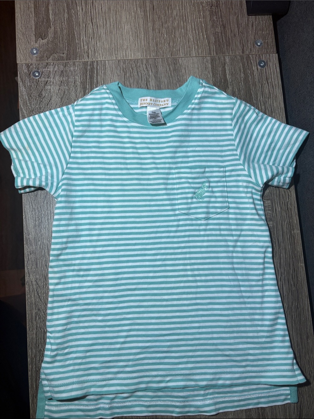 The Beaufort Bonnet Company Mint & White Striped Pocket Tee - Kids